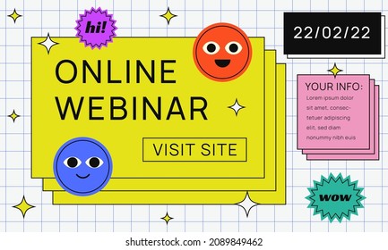 Online Webinar Modern Comic Banner. Cool Trendy Abstract Promo Illustration.