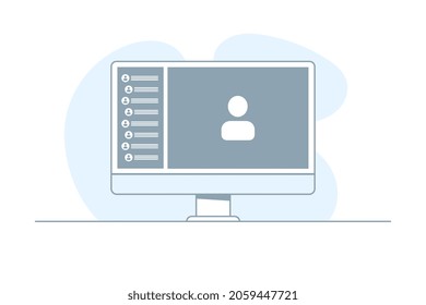 Online webinar on Computer screen. Concept online call.