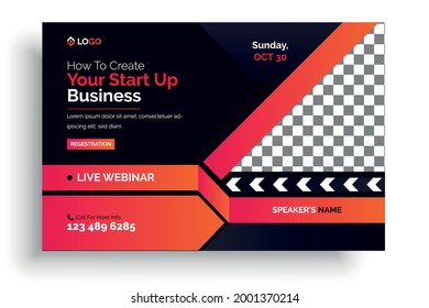 Online Webinar Social Media Post Design. Web Advertising, Live Streaming Post Template.