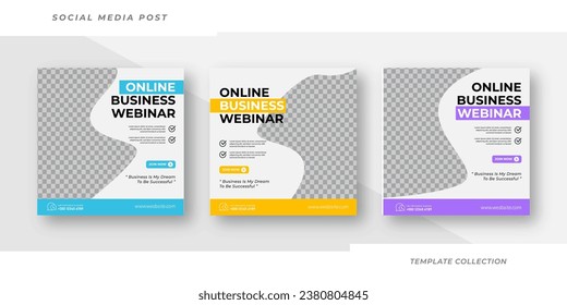 Online webinar for social media post template Set Corporate Business Promotion Social Media Web Banner, Square Flyer Unique Design