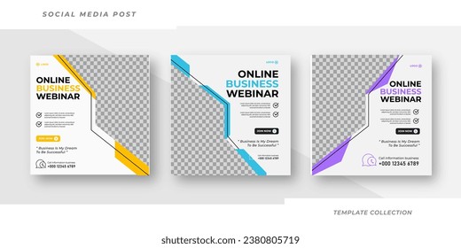 Online webinar for social media post template Set Corporate Business Promotion Social Media Web Banner, Square Flyer Unique Design