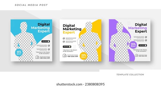 Online webinar for social media post template Set Corporate Business Promotion Social Media Web Banner, Square Flyer Unique Design