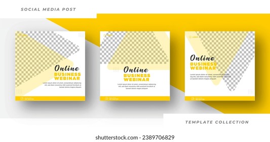 Online Webinar Social Media Post Set , Corporate Business Promotion Social Media Business conference Web Banner, Square Flyer Design Template