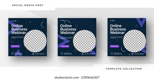 Online Webinar Social Media Post Set , Corporate Business Promotion Social Media Business conference Web Banner, Square Flyer Design Template