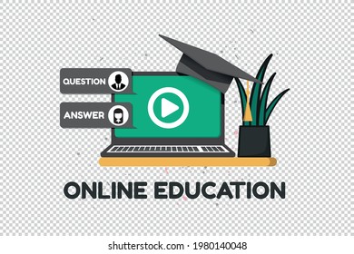 Concepto De Vector De Seminarios Web En Línea - Ilustración De Educación A Distancia Aislada En Un Fondo Transparente