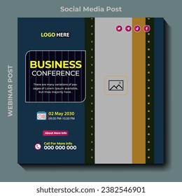 Online Webinar,conference business webinar for social media post online conference promotion creative poster design witn abstract background.New
