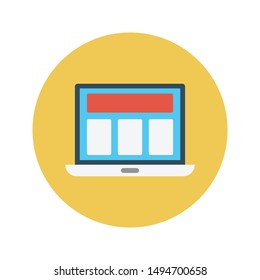 online webpage glyph flat vector icon