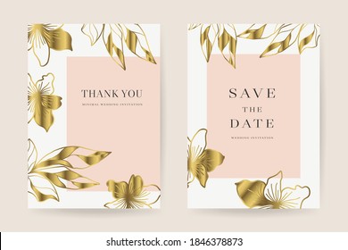 Online wedding invitations vector template. Save the date, Thank you cards, RSVP, digital wedding anniversary cards . Electronic wedding card design for wedding celebration. Vector illustration.
