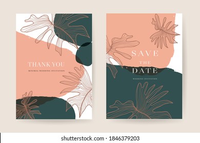 Online wedding invitations vector template. Save the date, Thank you cards, RSVP, digital wedding anniversary cards . Electronic wedding card design for wedding celebration. Vector illustration.
