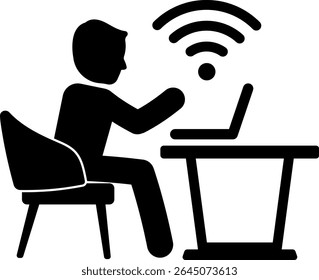 trabalhador de internet wifi iot on-line trabalhando no laptop funcionário 10766