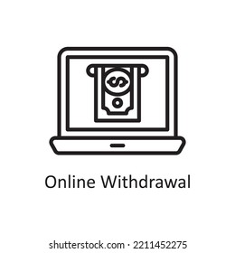 Online-Rücknahme Vector Outline Icon Design Illustration. Bank- und Zahlungssymbol auf weißem Hintergrund - EPS10-Datei