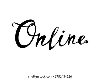 Online. Word of calligraphic vector letters black on white