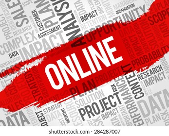 ONLINE word cloud, business concept