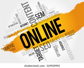 ONLINE word cloud, business concept