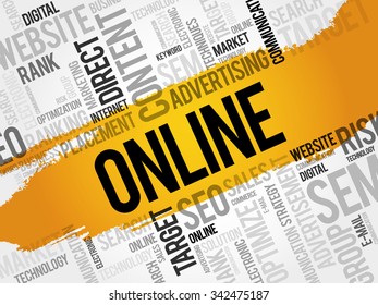 ONLINE word cloud, business concept
