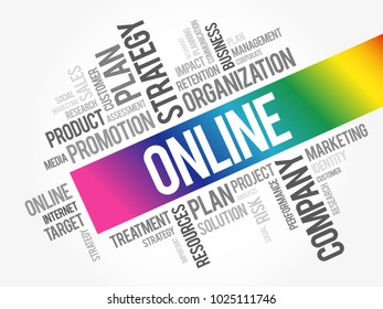 Online word cloud collage, business concept background