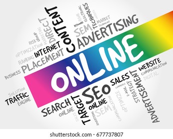 ONLINE word cloud collage, business concept background