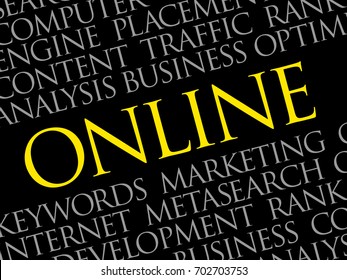ONLINE word cloud collage, business concept background