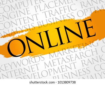 Online word cloud collage, technology business concept background