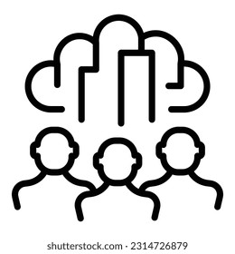 vector de contorno de icono de grupo de trabajo en línea. Empresa de negocios. Aumento de tareas