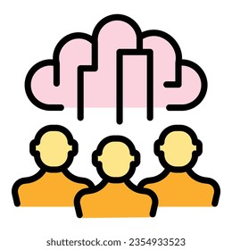Online work group icon outline vector. Business company. Task increase color flat