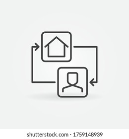 Online Work At Home Vector Concept Simple Icon Or Sign In Outline Style