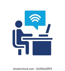Ilustração de vetor misto de ícone de trabalho online