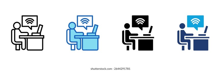 Online Work icon Multi Style Vector Illustration