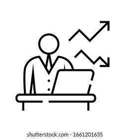 Online work line icon, concept sign, outline vector illustration, linear symbol.
