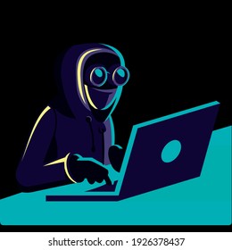 Online work. Online search. Hacker. Cybersecurity