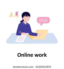 Ilustración vectorial de trabajo en línea que puede modificarse o editarse fácilmente

