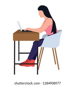 Online working, flat icon design of assignment