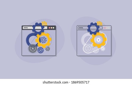 Online working. Isolated objects on background. Icon concept for websites, web design, mobile app, infographics.