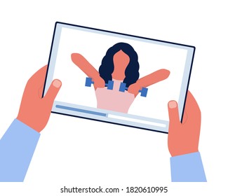 Online workout concept. Vector illustration in a flat style