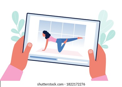 Online workout concept. Vector illustration in a flat style