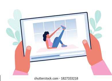 Online workout concept. Vector illustration in a flat style