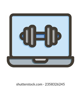 Online Workout Vector Thick Line Filled Colors Icon For Personal And Commercial Use.
