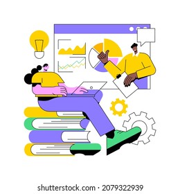 Online workshop abstract concept vector illustration. Digital workshop, online topic course, distance web learning, group video call, webcam laptop screen, educational webinar abstract metaphor.