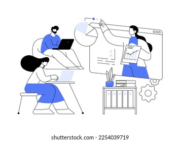 Online workshop abstract concept vector illustration. E-learning workshop, collaborative activity, get certificate online, free online education in self-isolation, master class abstract metaphor.