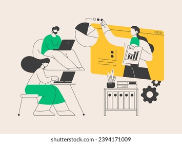 Online workshop abstract concept vector illustration. E-learning workshop, collaborative activity, get certificate online, free online education in self-isolation, master class abstract metaphor.