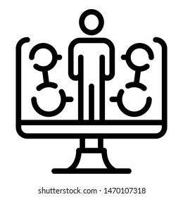 Online workshop icon. Outline online workshop vector icon for web design isolated on white background