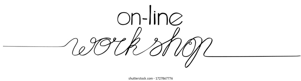Online workshop lettering. Handwritten plain black text. Beautiful classic design thin handwriting cursive font.