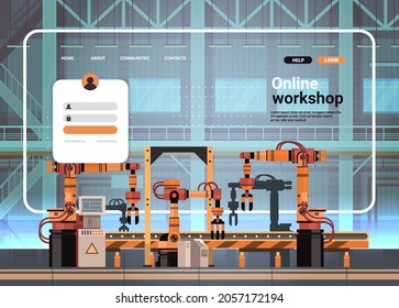 Online-Workshop-Website-Landing-Page Vorlage Roboter-Maschine-Industrie Herstellung intelligentes Fabrikkonzept