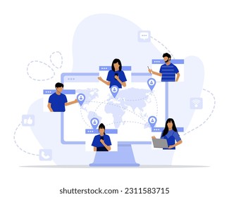 Online world concept illustration. Suitable for landing page, ui, web, App intro card, editorial, flyer, and banner.