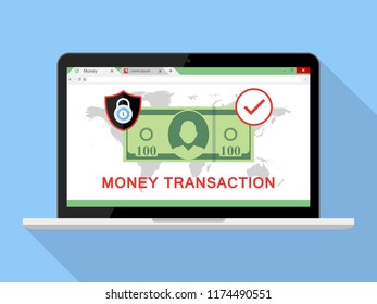 Online World Wide Money Transfer Payment Sending And Receiving Money Wireless Banking Payment Vector Illustration