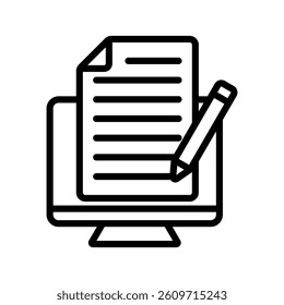 Online Writing Line Vector Illustration On White Background.