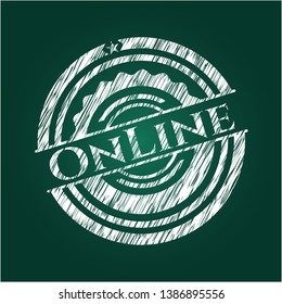 Online written on a blackboard. Vector Illustration. Detailed.