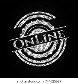 Online written on a chalkboard