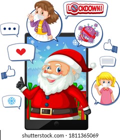 Online Xmas celebration through mobile device illustration