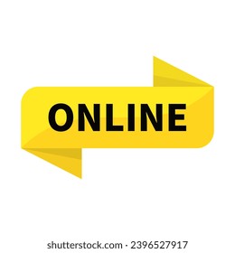 Online In Yellow Ribbon Rectangle Shape For Sign Information Announcement Social Media Business Marketing
